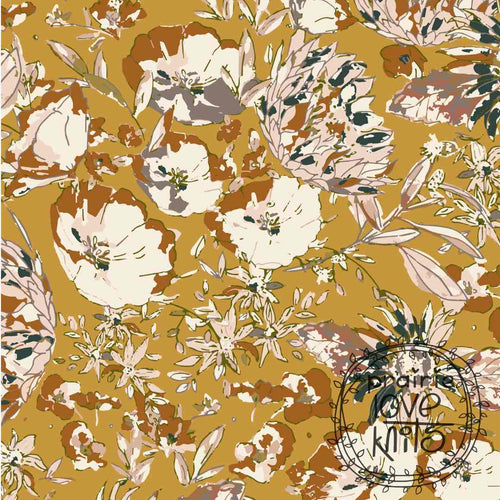R54 PREORDER - Blooming Array, GOLDEN by the 1/2 metre (8442471219438)
