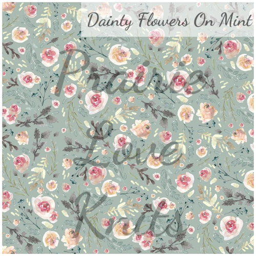 R51 Preorder: Dainty Flowers on Mint - by the 1/2 metre (8218669809902) (8470681190638)