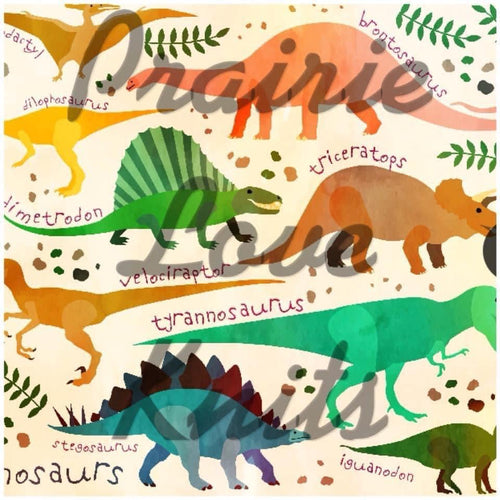 R51 Preorder : Watercolour Dinos - by the 1/2 metre (8218680295662) (8470585147630)