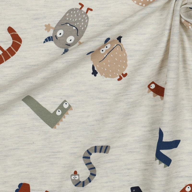 Alphabet Monsters, per 1/2 meter, Jersey, European knits (8109578191086)