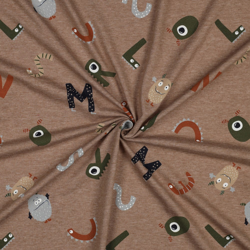 Alphabet Monsters, per 1/2 meter, Jersey, European knits (8109578191086)