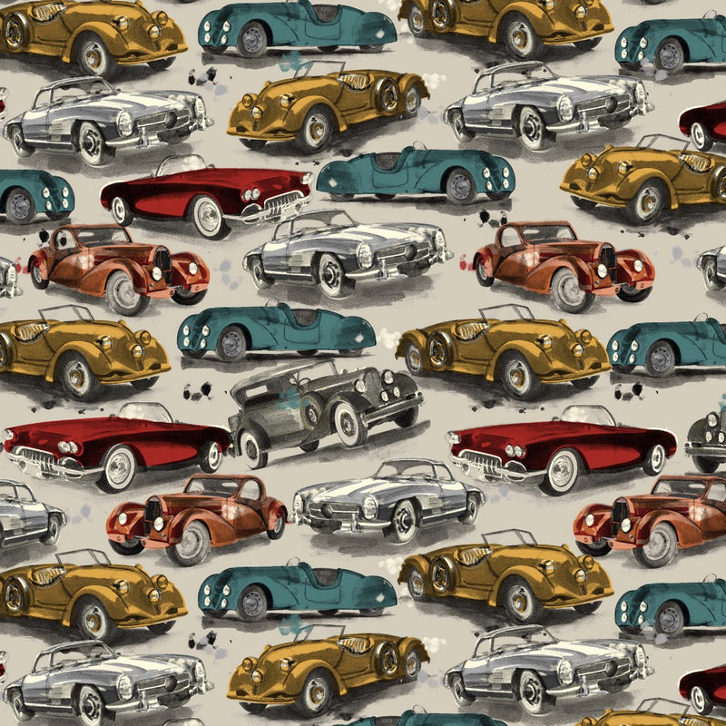 Vintage Cars, Digital Sweat- per 1/2 meter, European knits (8109593821422)