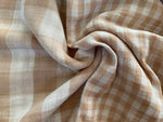 Two-Way Gingham Checks, Beige/ Cream - Double Gauze |per 1/2 meter| (8181580431598)
