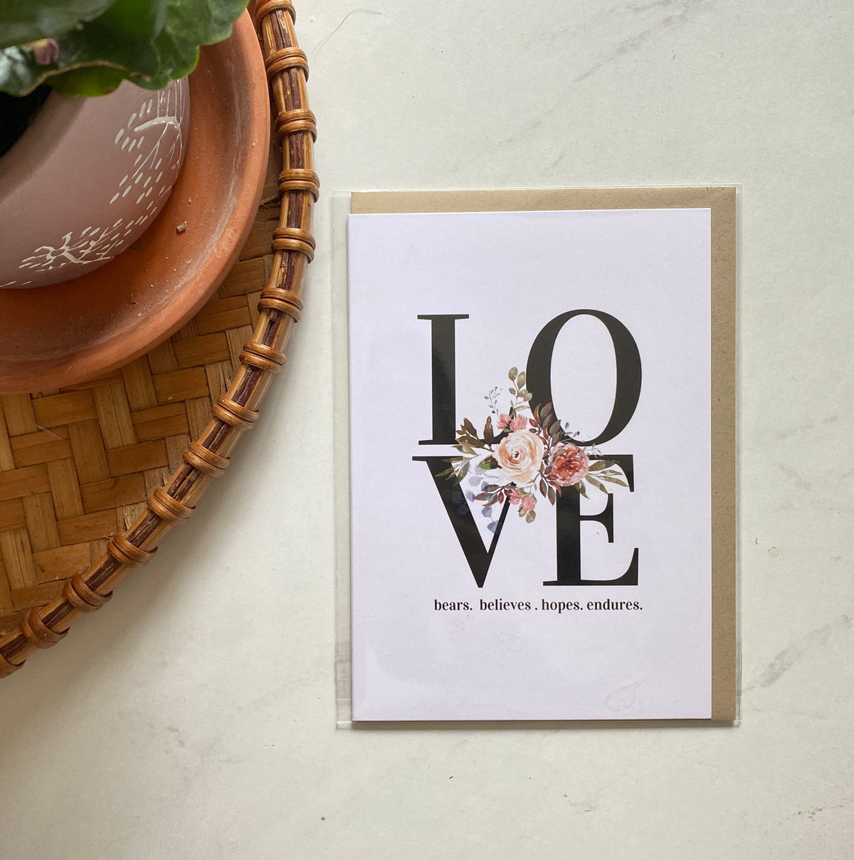 Notecard - LOVE bears. believes. hopes. endures.