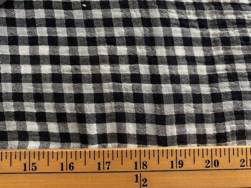 Two-Way Gingham Checks, Black/ Cream - Double Gauze |per 1/2 meter| (8181576335598)