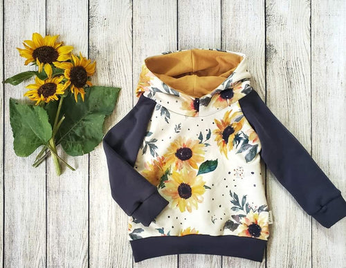 R51 Preorder : Sunflowers, Cream - by the 1/2 metre (8218703429870) (8273984684270)