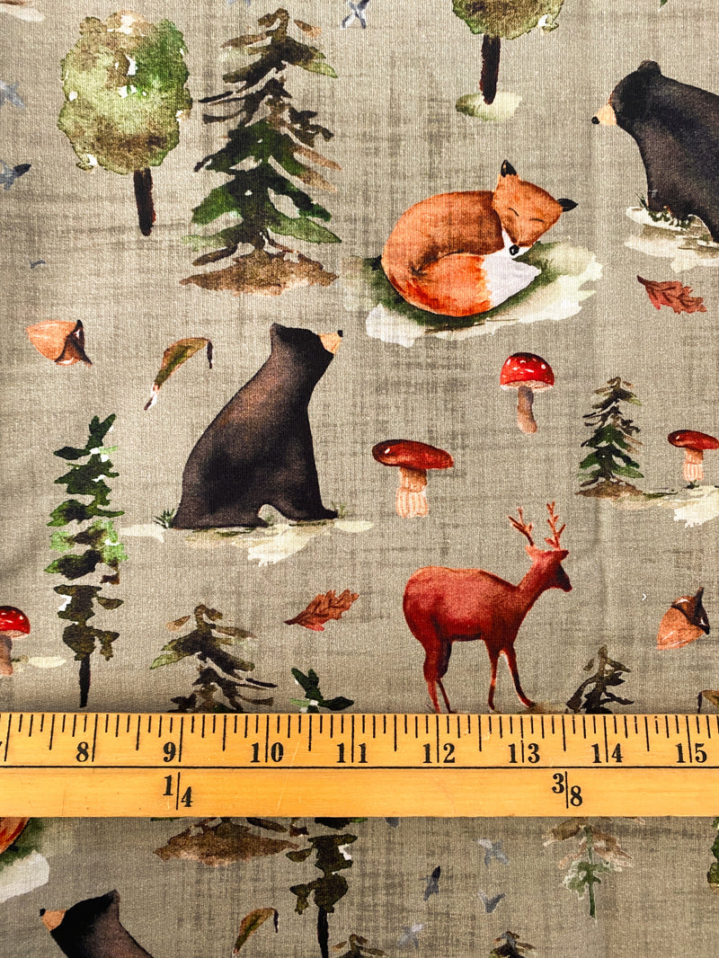 Forest Fables on Olive- by the 1/2 metre (8178907513070)