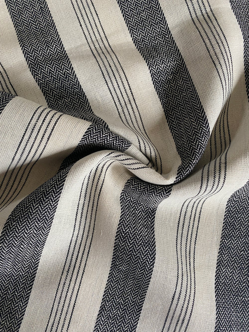 Classic Ebony Stripes , Linen Blend Fabric, per 1/2 meter (8342187737326)