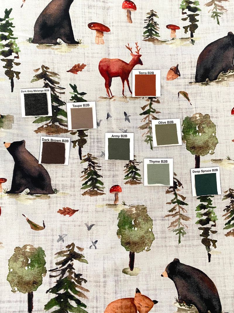 Forest Fables on Grey - by the 1/2 metre (8178916131054)