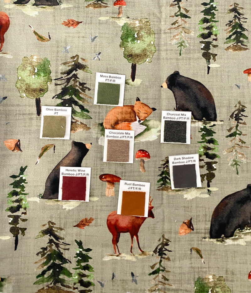 Forest Fables on Olive- by the 1/2 metre (8178907513070)