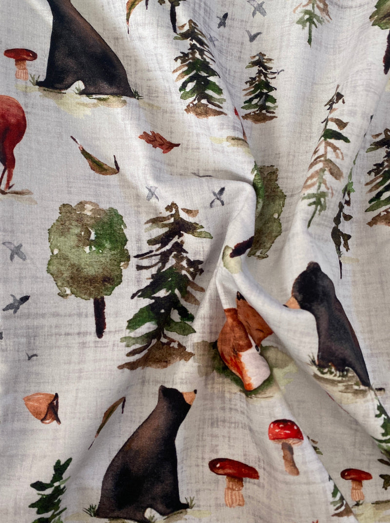Forest Fables on Grey - by the 1/2 metre (8178916131054)