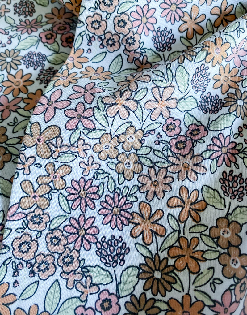 Ditsy Flowers on White, per 1/2 meter, Jersey, European knits (8117719630062)