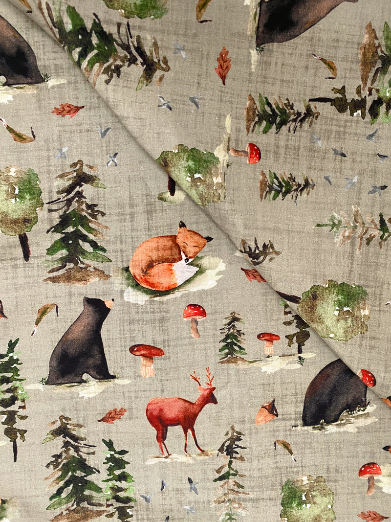 Forest Fables on Olive- by the 1/2 metre (8178907513070)