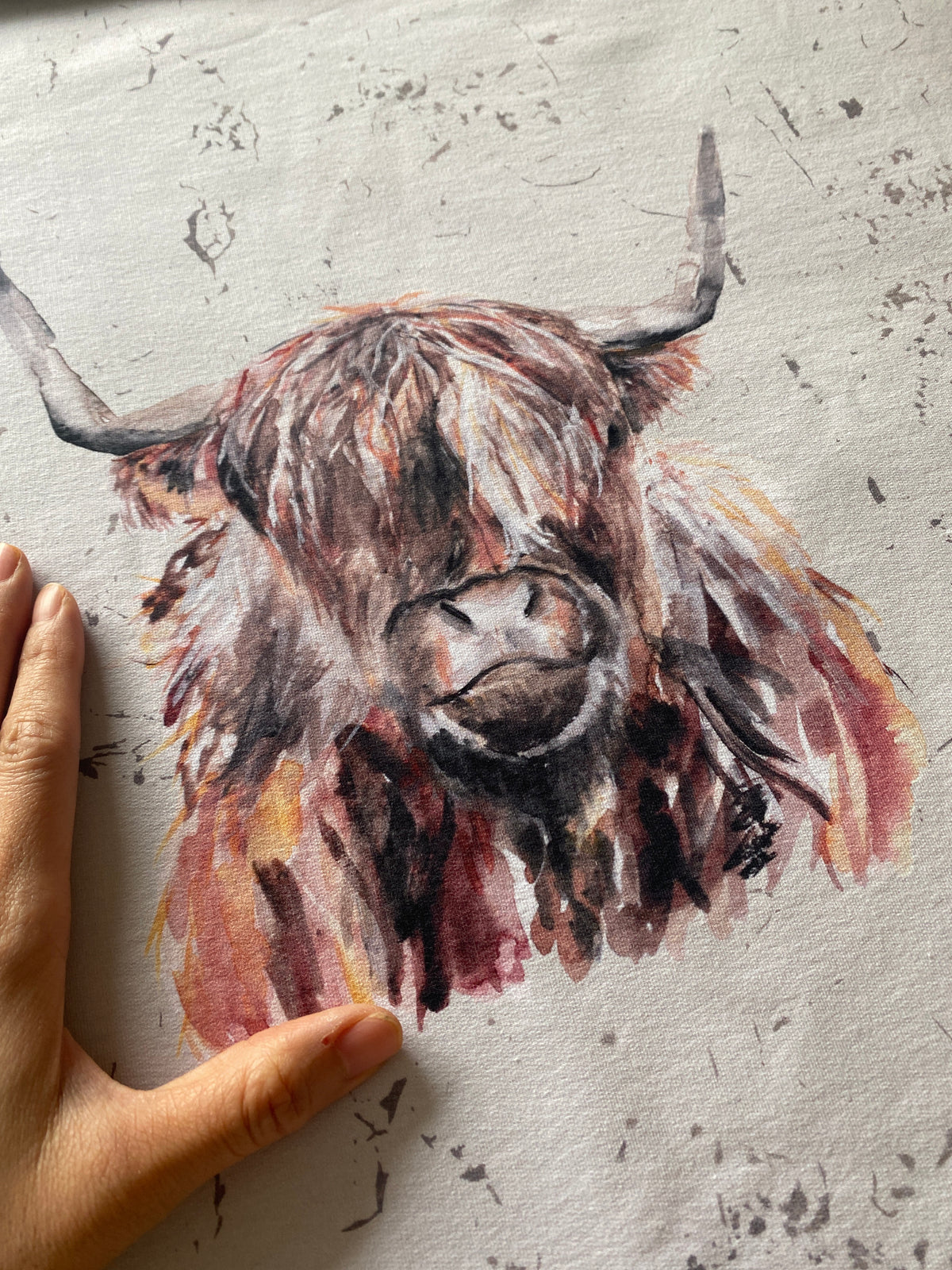 Ready to Ship- 18x20 Panel, Rustic Highland Cows - Middle, French Terry