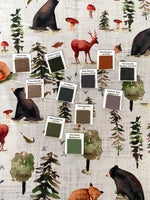 Forest Fables on Grey - by the 1/2 metre (8178916131054)