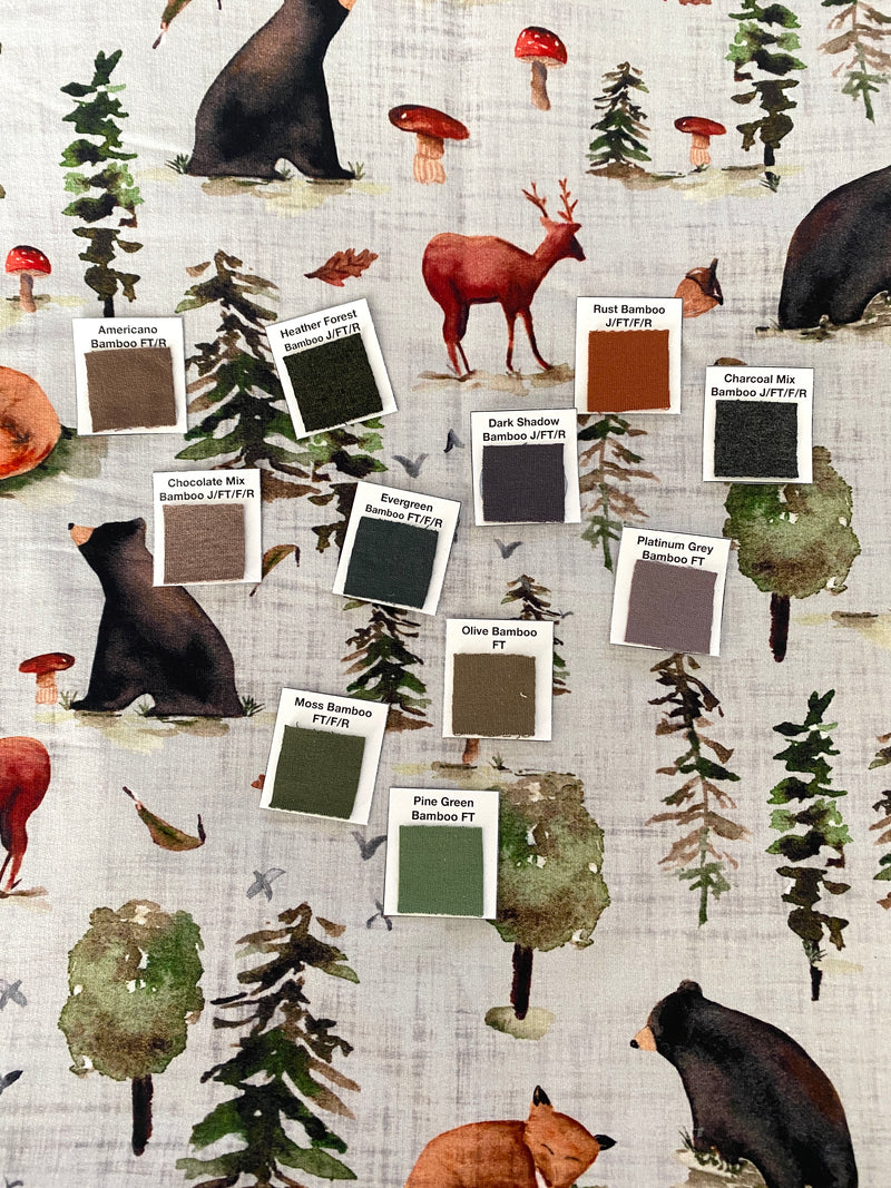 Forest Fables on Grey - by the 1/2 metre (8178916131054)