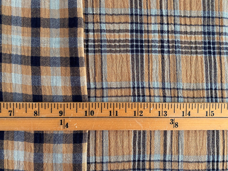 Two-Way Plaid, Golden Navy - Double Gauze |per 1/2 meter| (8181584560366)