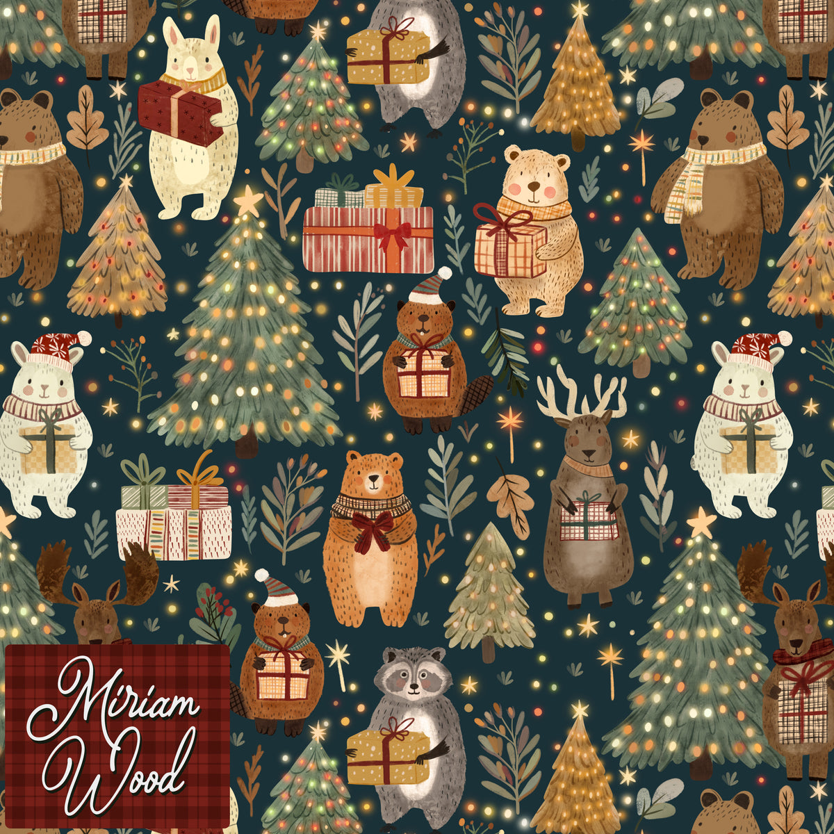 2 metre French Terry, Christmas in the Forest