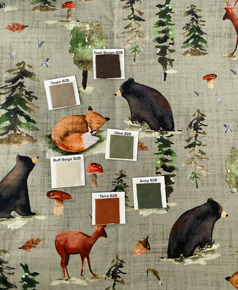 Forest Fables on Olive- by the 1/2 metre (8178907513070)