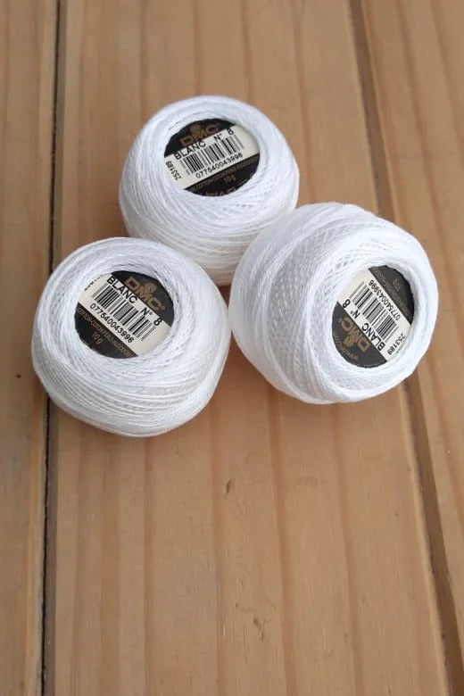DMC Pearl Cotton Size 8 (120m) Embroidery Thread Balls - White (8123485028590)