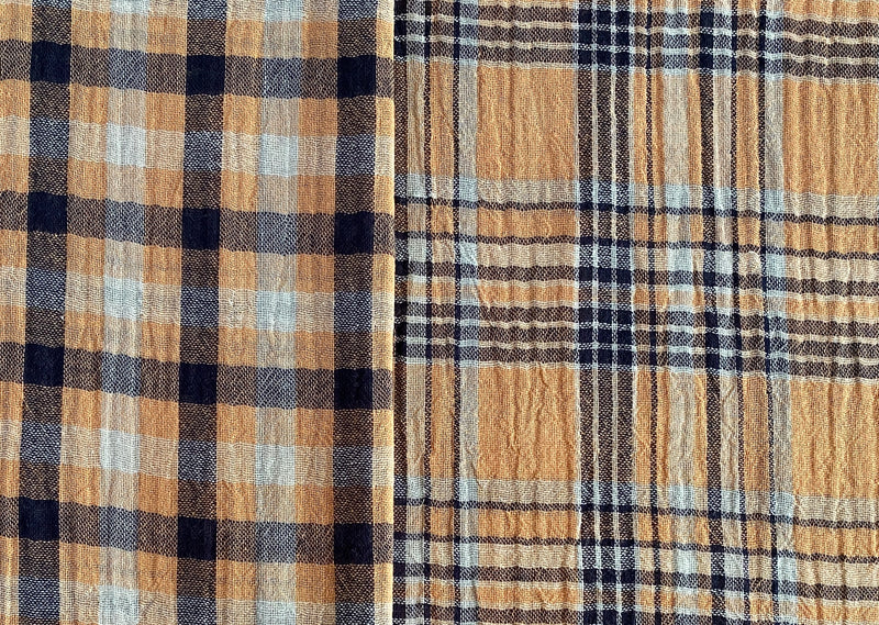 Two-Way Plaid, Golden Navy - Double Gauze |per 1/2 meter| (8181584560366)