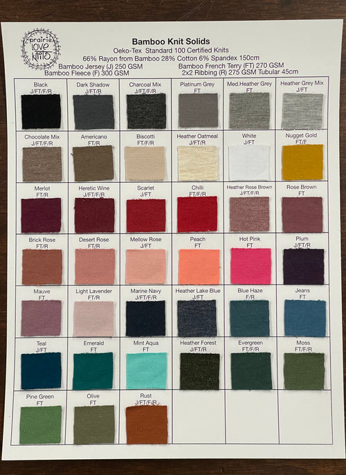Bamboo Knits - Solids Swatch Card, Samples (4517360500796)