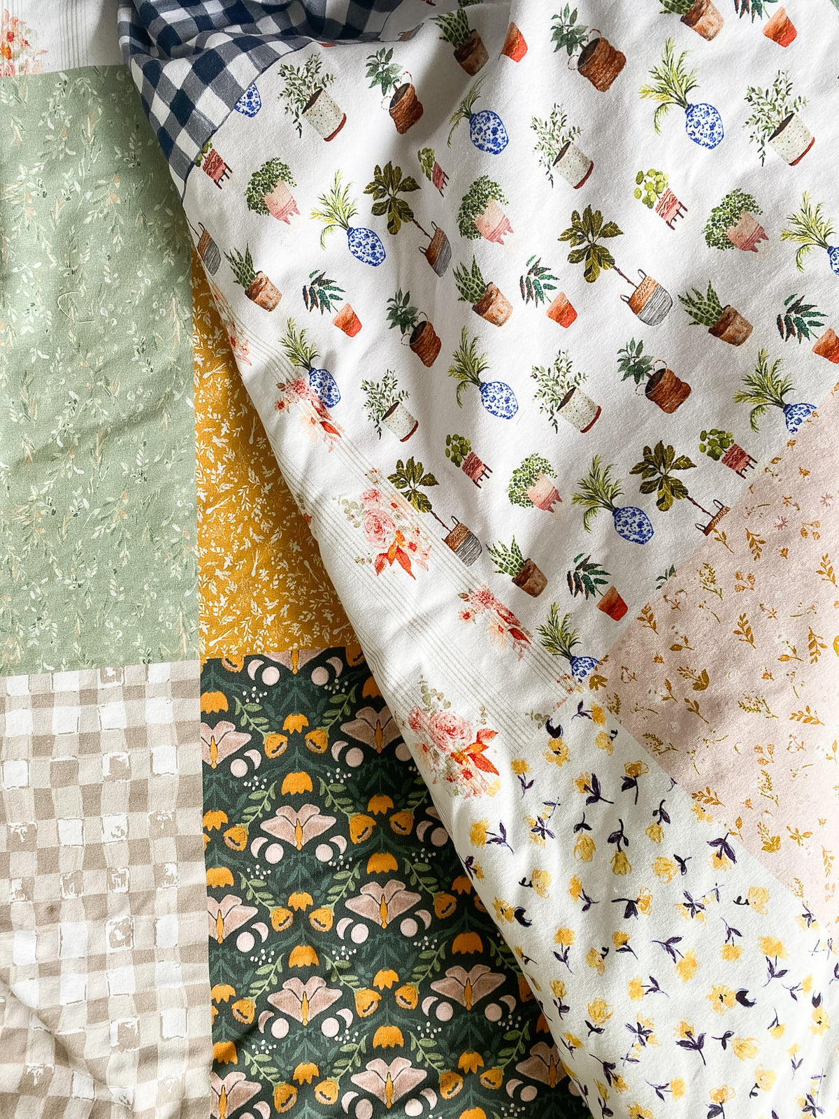 Ready to Ship- Floral Patchwork 10" Squares, 3m Jersey