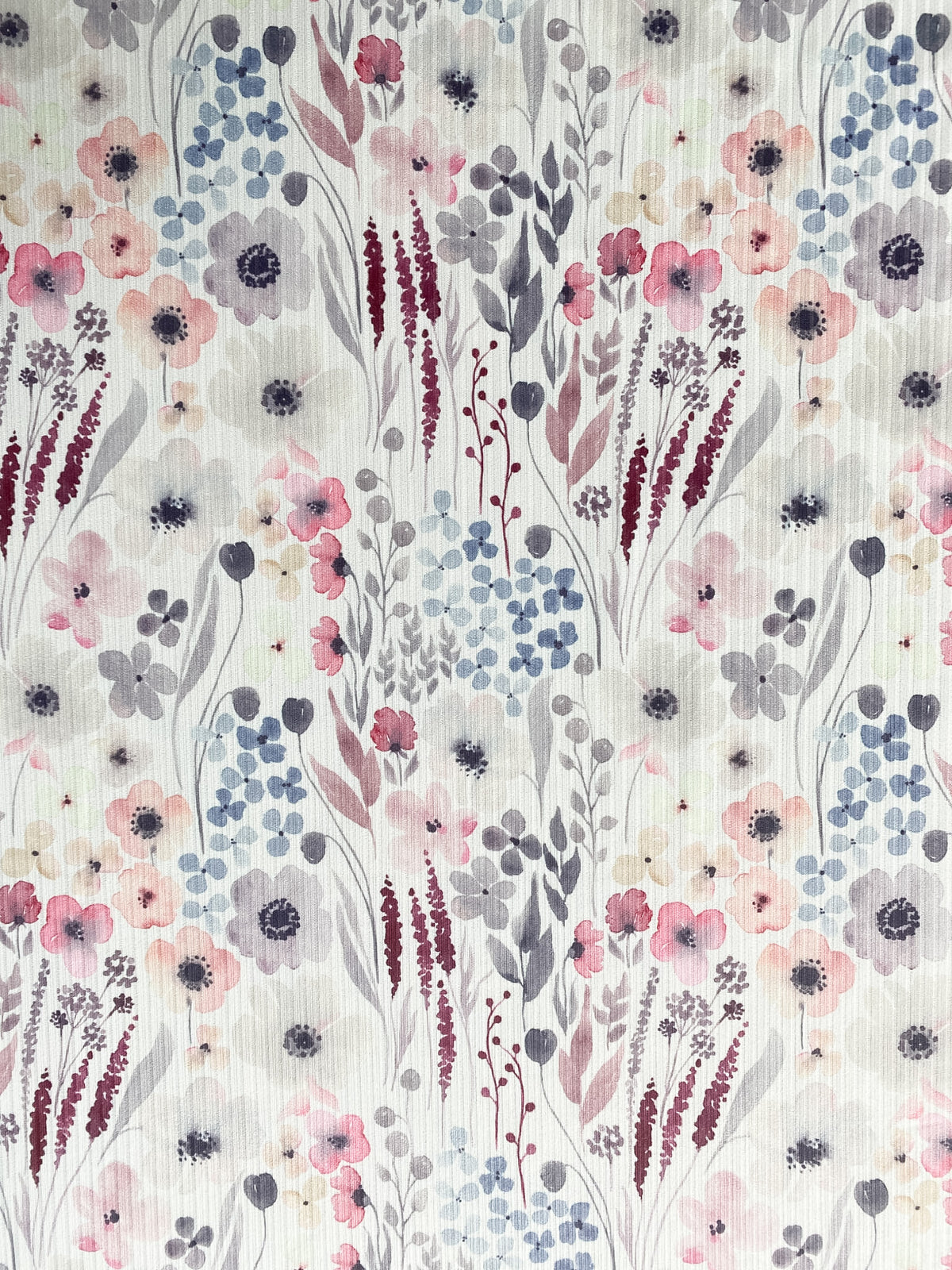Ready to Ship- Watercolour Floral, European Poly Rib Knit, 5m