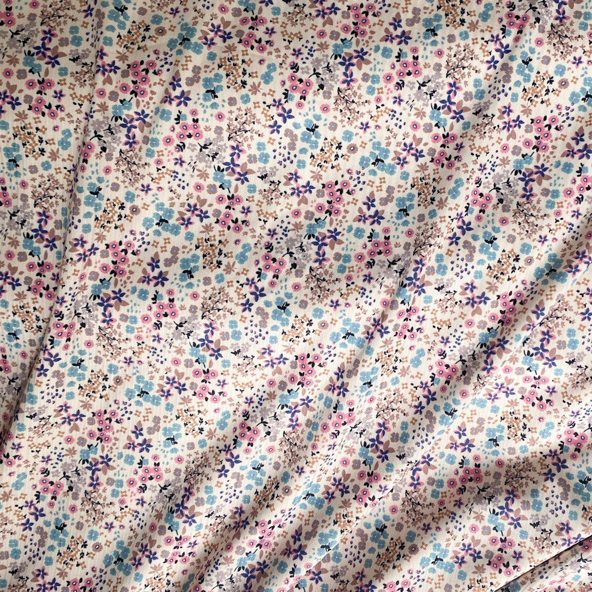 Ready to Ship- Petite Mauve Floral, European Poly Rib Knit, 5m
