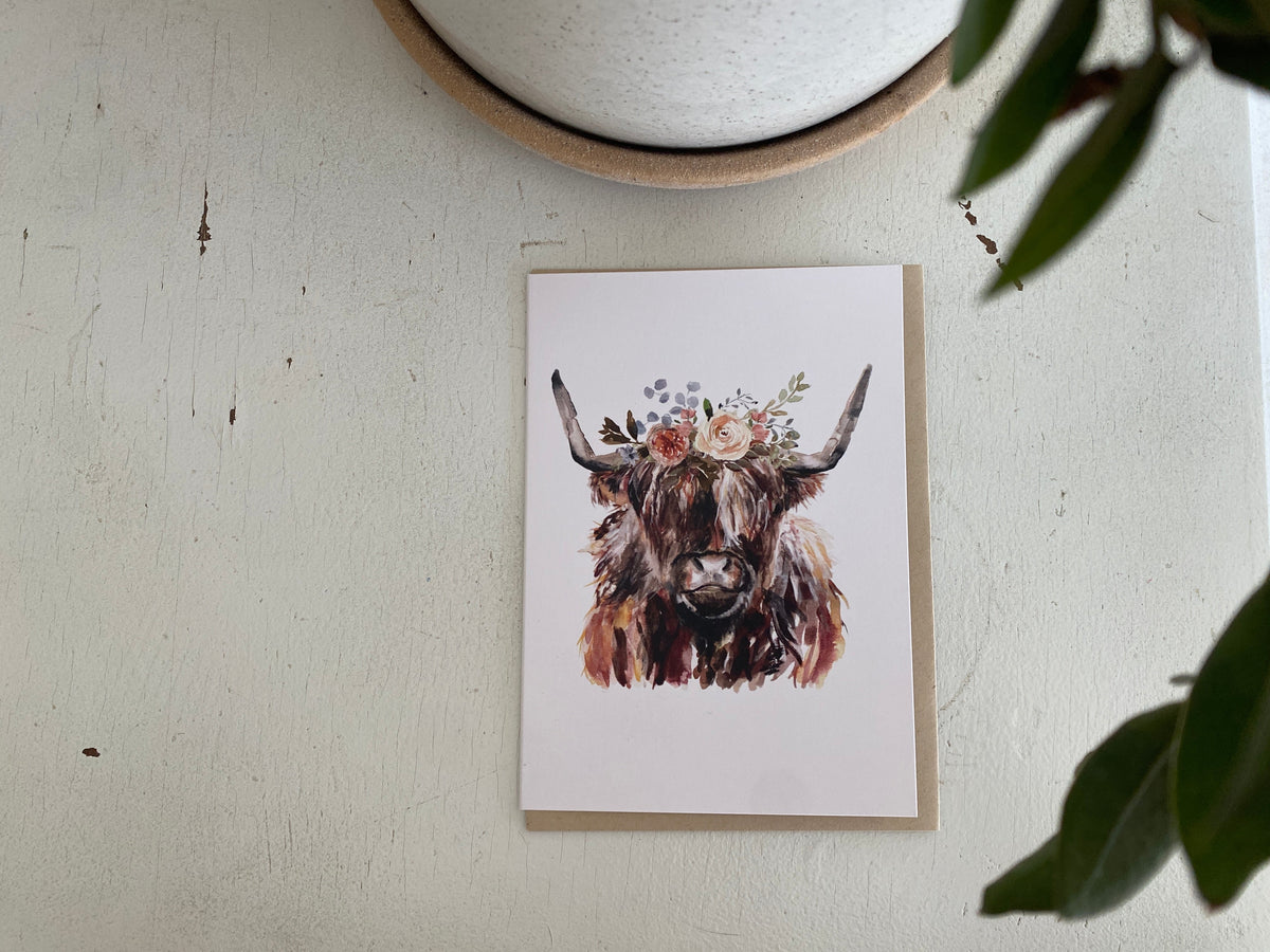 Notecard - Highland Floral Cow