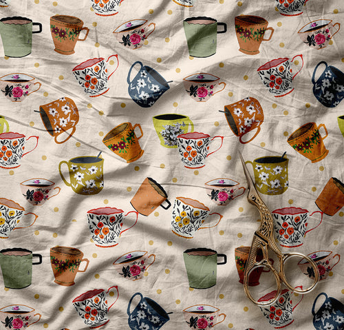 R50 PREORDER - Teacup Party - by the 1/2 metre (8117288108270)