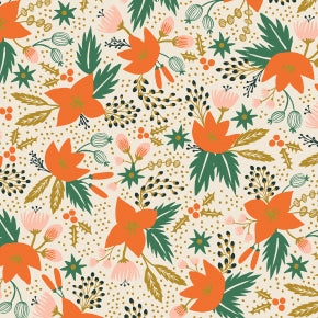 Holiday Classics - Poinsettia Cream - Cotton Poplin - PER 1/4 METRE (8100064919790)