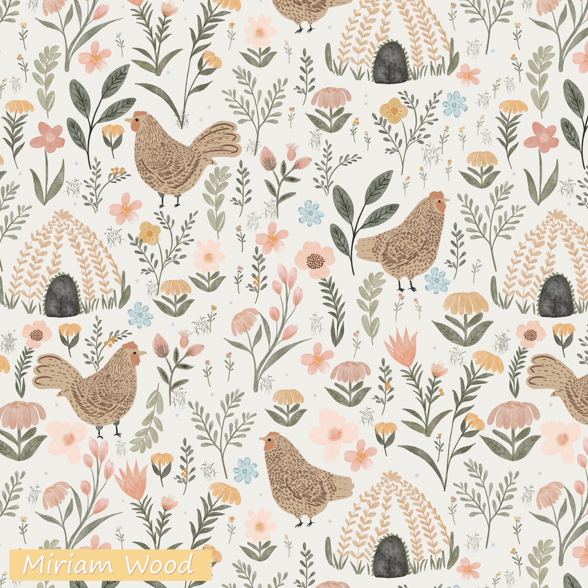 Spring Cottage- Hens in Brown