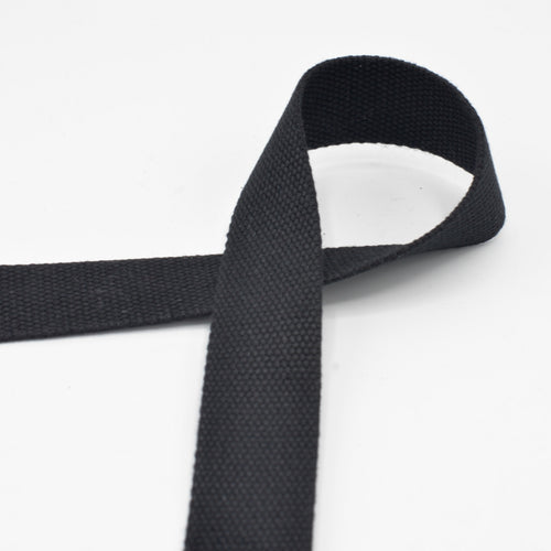 Cotton Webbing 30 mm - Black - by the 1/2 metre (8109225607406)