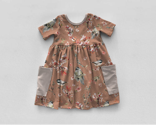 R47 FLASH PREORDER - Chickadees, Dusty Pink - by the 1/2 metre (8050243764462) (8077328974062)