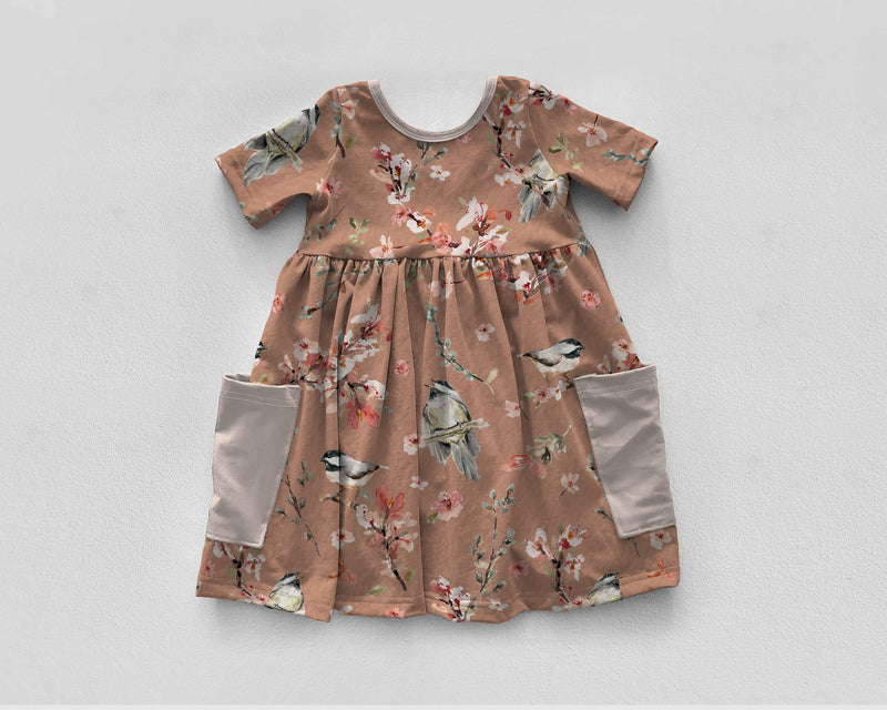 R47 FLASH PREORDER - Chickadees, Dusty Pink - by the 1/2 metre (8050243764462) (8077328974062)
