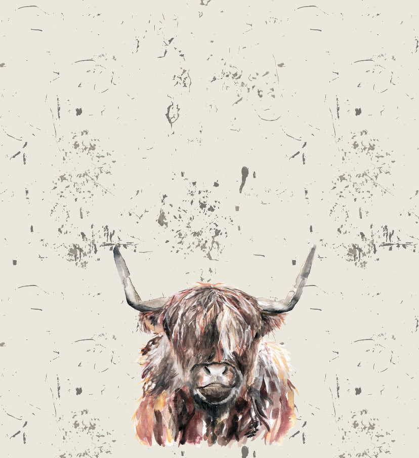 Ready to Ship- 18x20 Panel, Rustic Highland Cows - BOTTOM, French Terry