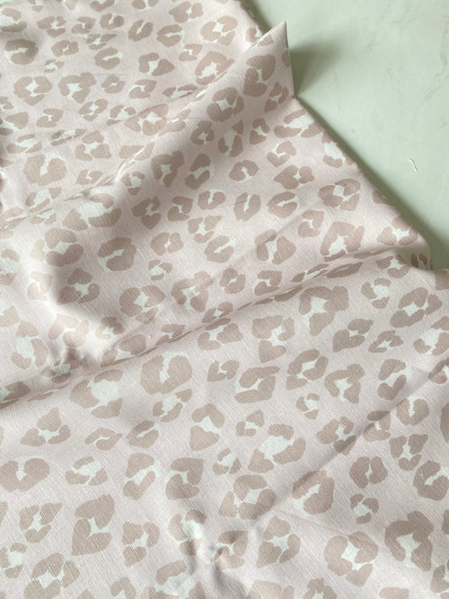 Blush Leopard - Custom Linen Cotton Fabric, per 1/2 meter (8081897324782)