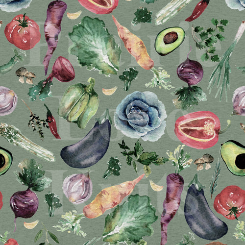 R47 FLASH PREORDER - Veggies, Vintage Green - by the 1/2 metre (8050258346222) (8077404700910)