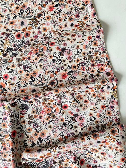 Mini Wildflowers, Earthy- Custom Linen Cotton Fabric, per 1/2 meter (8081895915758) (8280107024622)