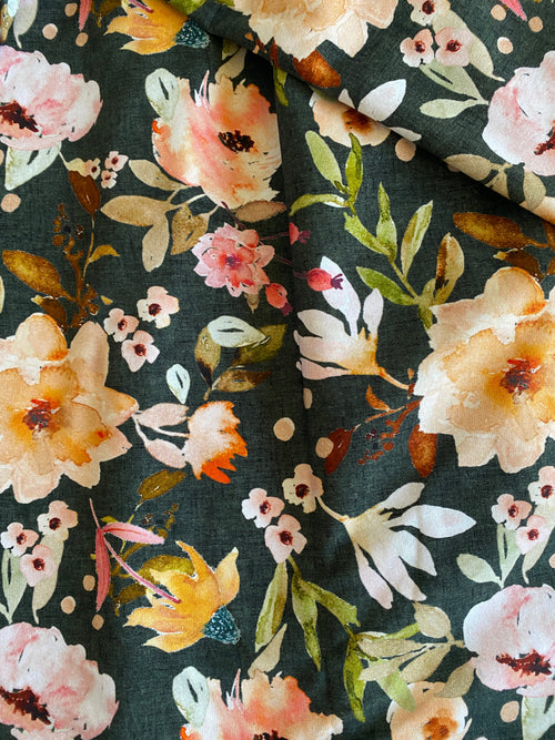 R48 PREORDER - Evergreen Garden Floral - by the 1/2 metre (8080568156398) (8126562205934)