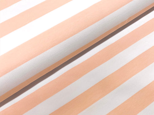 Inch-Wide Stripes- Light Salmon- French Terry Knit Fabric. per 1/2 meter, European Knits (4352257032252)