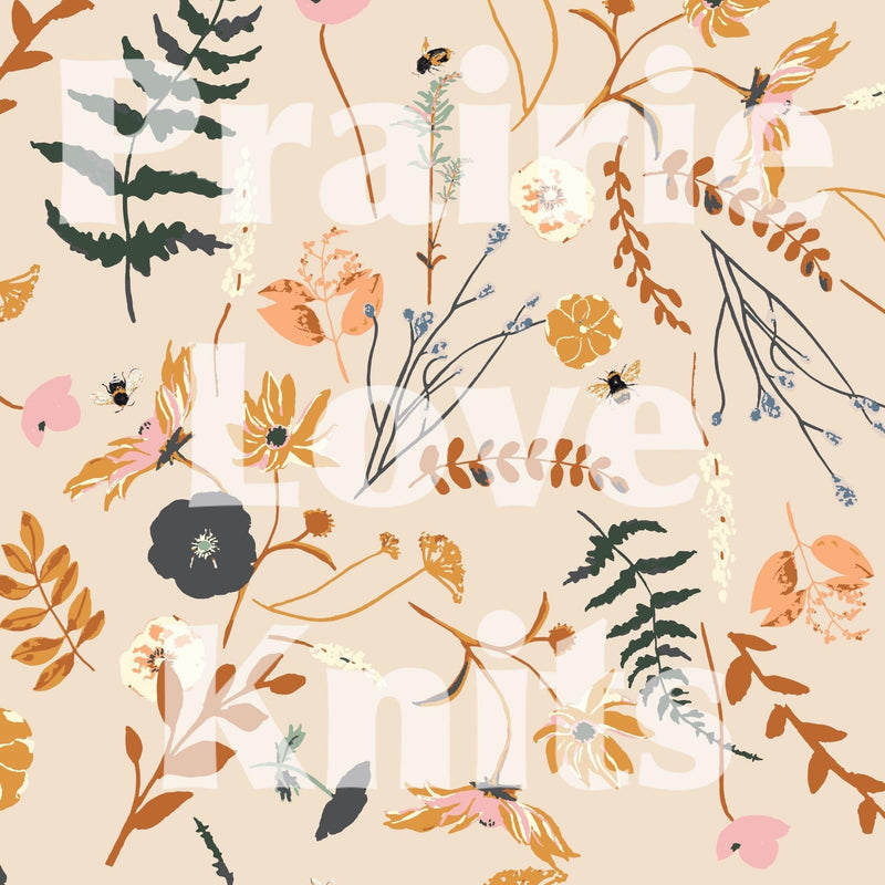Bee Garden, Cream - Double Gauze by the 1/2 metre - PLK Custom (8180291109102)
