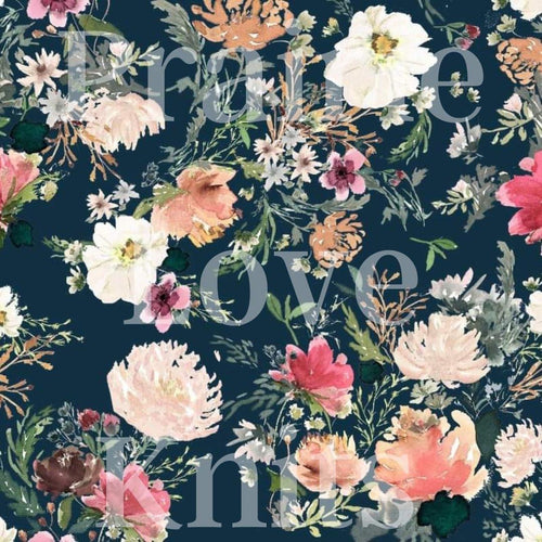 R46 PREORDER - Blooming Garden Navy - by the 1/2 metre (8034700853486) (8141343424750)