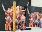 R48 PREORDER - Evergreen Hatched Highland Cows - FLORAL PANEL (8081247043822) (8126766252270)