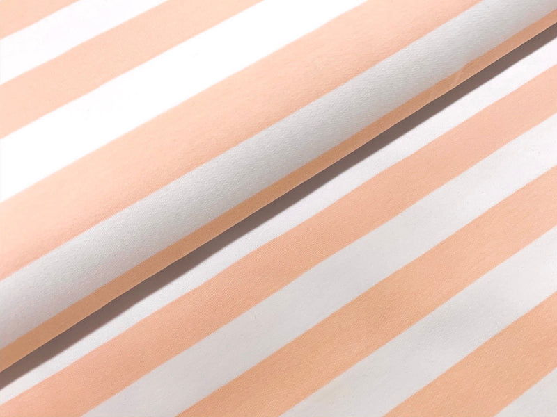 Inch-Wide Stripes- Light Salmon- French Terry Knit Fabric. per 1/2 meter, European Knits (4352257032252) (8216724832494)