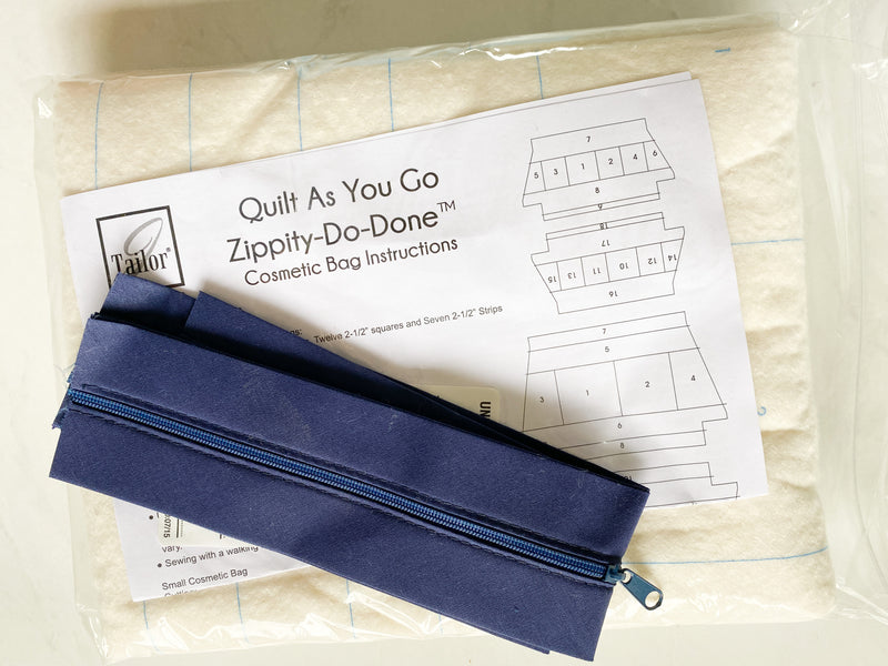 Quilt As You Go- Cosmetic Bags, NAVY Kit (8101807784174)