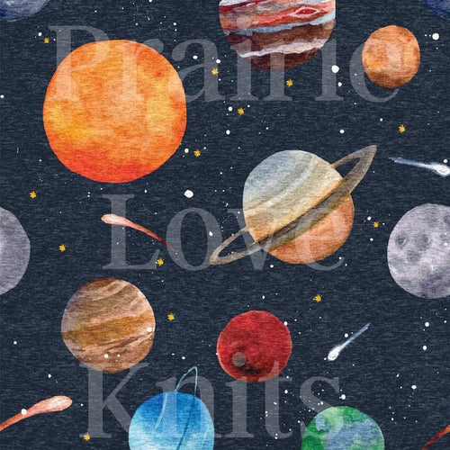 R46 PREORDER - Planets on Heather Navy - by the 1/2 metre (8034702655726) (8471175037166)