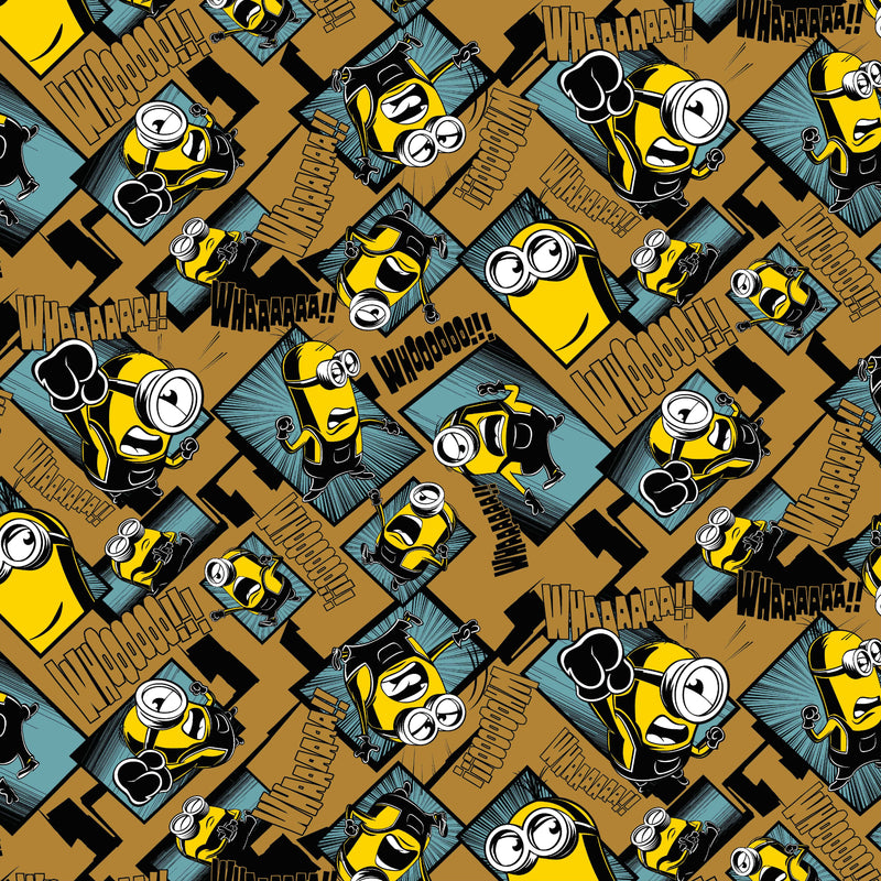 Minions on the Loose- Mustard, Digital Sweat, by the 1/2 metre, European Knits (7955662504174)