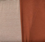 Rust Stripes Mini Bamboo Spandex Stretch Jersey. 200 GSM. PER 1/2 Meter (2537490939964)